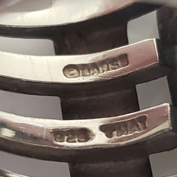 RESERVED Turquoise Heavy Sterling Silver Signed Ring Sz 8. 18 Grams - Picture 4 of 9